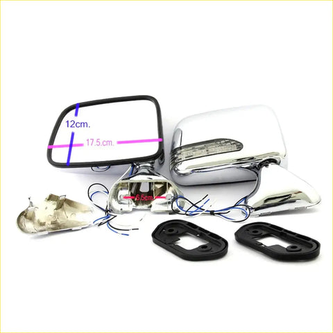 Chrome led door mirror for toyota hilux 1985-2001 with chrome finish and integrated led turn signal light