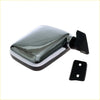 Chrome side door mirror for isuzu kb250 with chrome finish and black rubberized mounting bracket and base visible from back