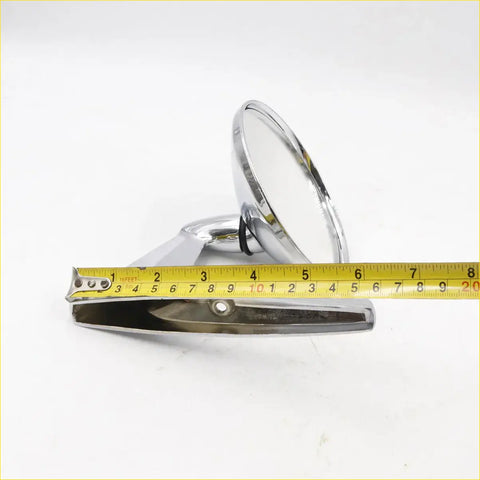 Chrome side mirror for chrysler valiant pacer with vintage style circular reflective surface and curved mounting bracket