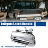 Chrome tailgate door handle for toyota tundra 2000-2006 with sleek chrome finish and integrated mechanical parts back view