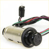 Back side of a silver and black cigarette lighter switch with usb port and multi-colored wiring for toyota hilux mk6 sr