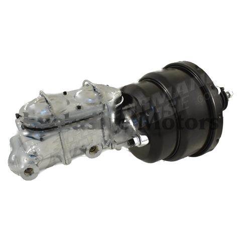GM 1-1/8" Chrome Master Cylinder & 7" Black Dual Brake Booster (1964-1972)