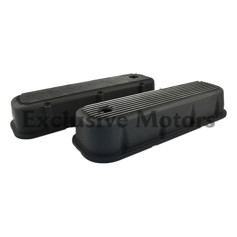 Chevy Big Block Black Finned Valve Covers Tall 396 427 454 502 (1965-2000)