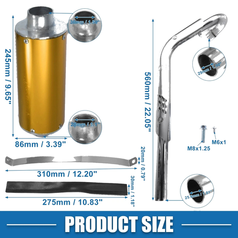 Honda XR50 CRF50 Exhaust Muffler Silencer Pipe Kit 1.1Inch (2000-2023)