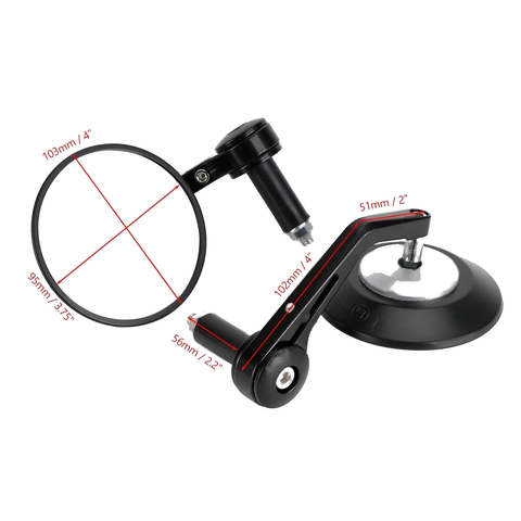 22mm Handlebars 4" Black Handlebar End Mirrors (2023)