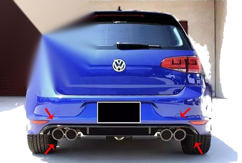 VW Golf Mk7 R Style Gloss Black Rear Bumper Diffuser (2012-2017)