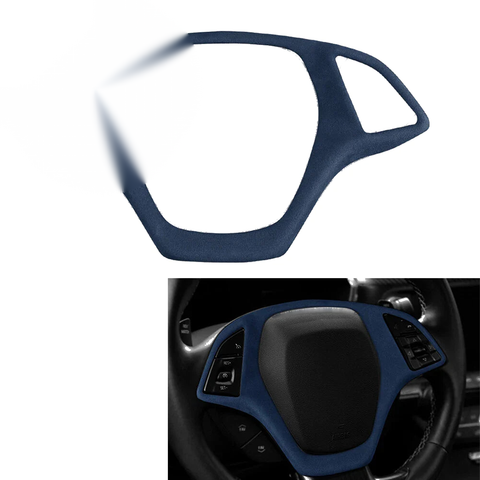Chevrolet Corvette C7 (2014-2019) Blue Suede Steering Wheel Cover