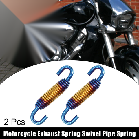 Motorcycle 2 x Exhaust Pipe Spring 58mm 2.28" Stainless Gold Tone