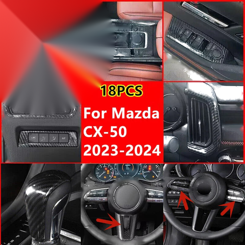 Mazda CX-50 18PCS Carbon Fiber Interior Button Trim Cover Decor (2023–2024)