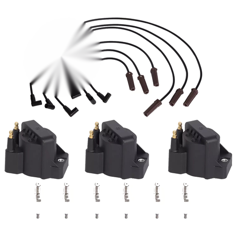 Buick Lucerne 3.8L 96-08 6x Spark Plug+3x DR39 Ignition Coil +6x Wires
