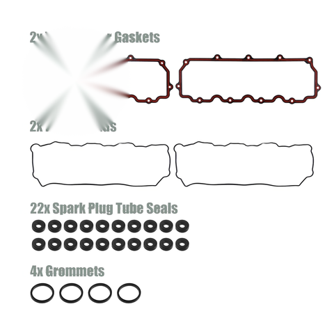 Ford F-250 Super Engine Valve Cover Gaskets Seals Set with 2 Pads (2003-2007)