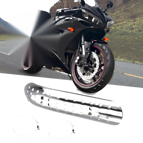 Harley Exhaust Heat Pipe Shield Curved with Hole Silver Tone