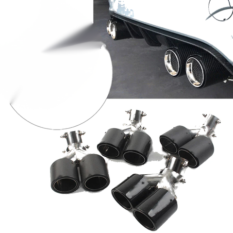 Universal Car 89mm Y Shape Double Exit Exhaust Muffler Tip