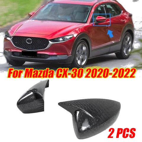 Mazda CX-30 2 x Carbon Fiber Ox Horn Mirror Cover Trim (2020–2022)