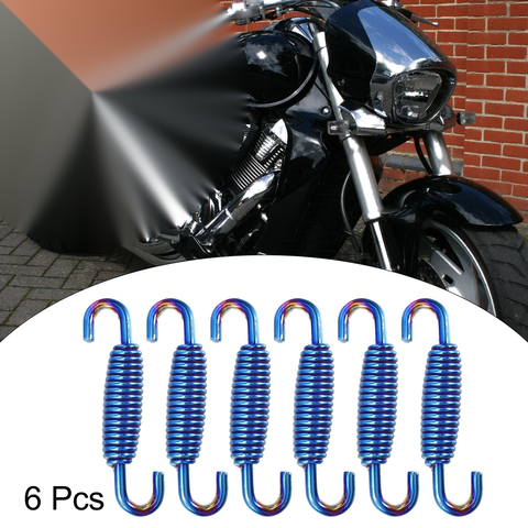6 x 55mm 2.17" Motorcycle Muffler Exhaust Pipe Spring Stainless Steel Blue