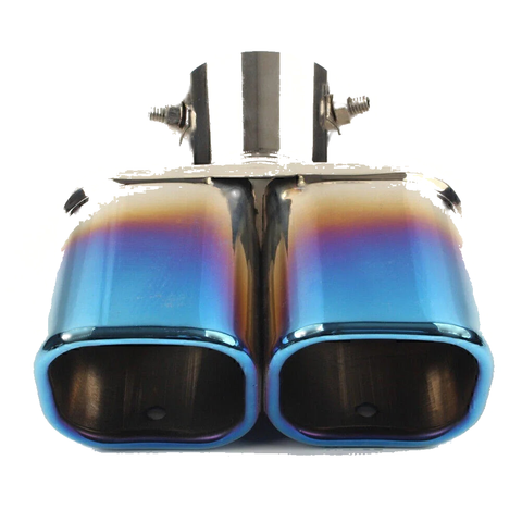 Car Stainless Steel Dual Exhaust Pipe Tail Muffler Tip (Blue)