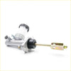 Silver metal clutch master cylinder with white reservoir and black caps for nissan datsun d21 navara 1986-1997