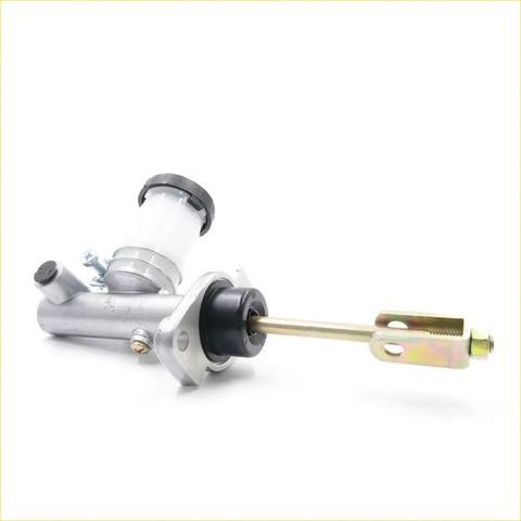 Silver metal clutch master cylinder with white reservoir black caps and rod for nissan datsun d21 navara ute 86-97