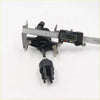 Black plastic clutch master cylinder connector with metallic threaded pins measured at 19.85 mm for toyota hilux ute