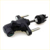 Black plastic clutch master cylinder with metallic threaded rods and silver nut for toyota hilux ute 2004-2016 back side