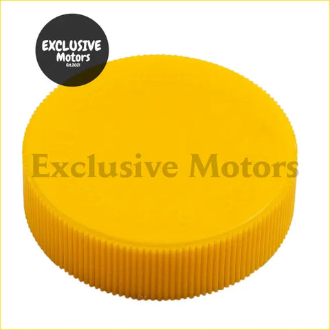 Bright yellow plastic coolant reserve cap with ribbed base for nissan patrol gu y61 navara d22 200sx 2000-2006