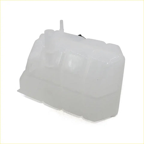 Translucent white plastic coolant reservoir tank with molded ridges and top tube for Mazda BT50 Pro 2011-2020