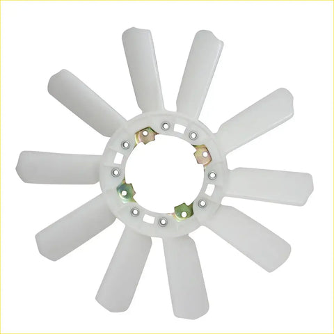 White plastic radiator fan blade with ten blades and metallic mount for toyota hilux 3.0l 2005-2015