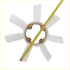White plastic cooling radiator fan blade with brass mounting hardware for nissan navara d22 yd25 1997-2004