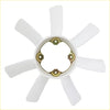 White plastic cooling radiator fan blade with six curved blades and gold bolts for nissan navara d22 yd25 1997-2004
