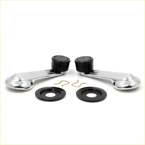 Chrome finished crank door handles with black rubberized tops and grommets for nissan datsun 720 ute 1980-1989