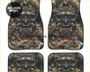 Set of four black and gold samurai-themed car floor mats with intricate golden dragon designs for custom interiors
