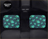 Teal heart-patterned car window decals showing the back side for custom green hearts floor mats design