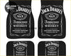 Custom jack daniel floor mats with black color and white vintage whiskey label design for car interiors