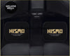 Custom nismo floor mats in black with gold lettering featuring a sleek modern design for car interiors