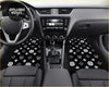 Custom skull shuriken black car floor mats with white skull and monogram pattern for stylish vehicle interiors