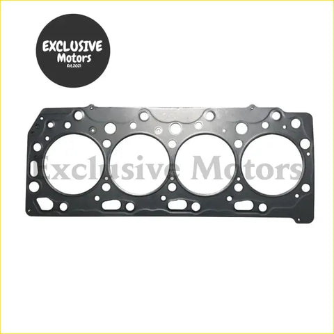 Black cylinder head gasket with four circular openings and metallic finish for mitsubishi l200 2.5l engine