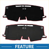 Dashboard cover mat for toyota sienna 2021-2024 in black with red trim and white starburst embroidery sun protector pad