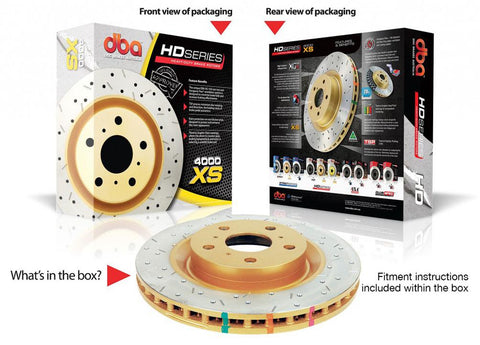 DBA HD 4000 Drilled Slotted Brake Rotor Single 338mm