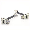 Silver and black metallic door check stop strap set with hinge link brackets for toyota hilux 2004-2015 back side