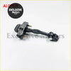 Black metal door check strap with sleek angular design and threaded bolts for secure fit on ford ranger 2012 and everest 2013