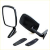 Black plastic door fender mirror with rectangular reflective surface and adjustable arm for nissan datsun ute 1966-1973