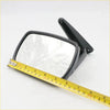 Black plastic door fender mirror with rectangular reflective surface and mounting bracket for Nissan Datsun Ute 1966-1973
