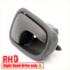 Gray plastic door handle bezel for right-hand drive mazda bravo b2000 b2200 b2600 ranger shown from the back side
