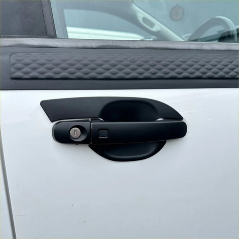 Black matte finish door handle cover with integrated keyhole and push-button lock for ford ranger px1 px2 px3 2012-2021