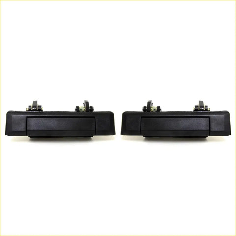 Black plastic door handles with metal springs for toyota hilux mark4 1979-1983 shown from back side