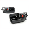 Black plastic door handles bezel with red accent buttons for toyota hilux 2004-2013 shown from the back side