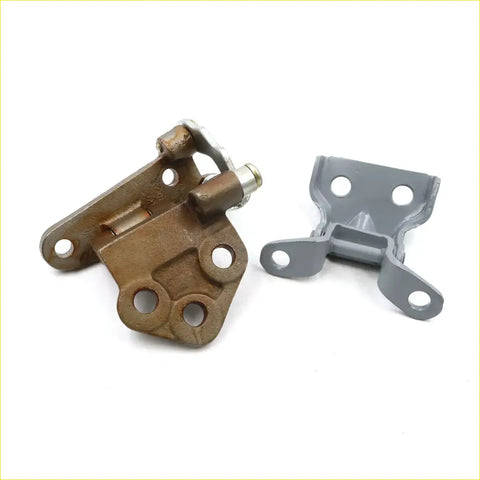 Bronze and gray metal door hinge upper lower with circular mounting holes for isuzu faster holden rodeo bedford kb