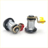 Silver car door lock cylinder with black rubber seals and colored plastic levers for nissan sentra 1995-1999