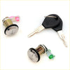 Chrome finished car door lock cylinder with black rubber seal and pink green clips for nissan sentra 95-00 back side