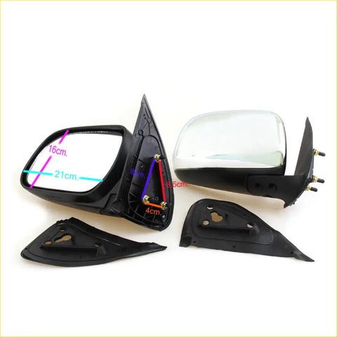 Black plastic door mirror manual assembly with silver reflective glass for toyota hilux kun26 sr5 2005-2012